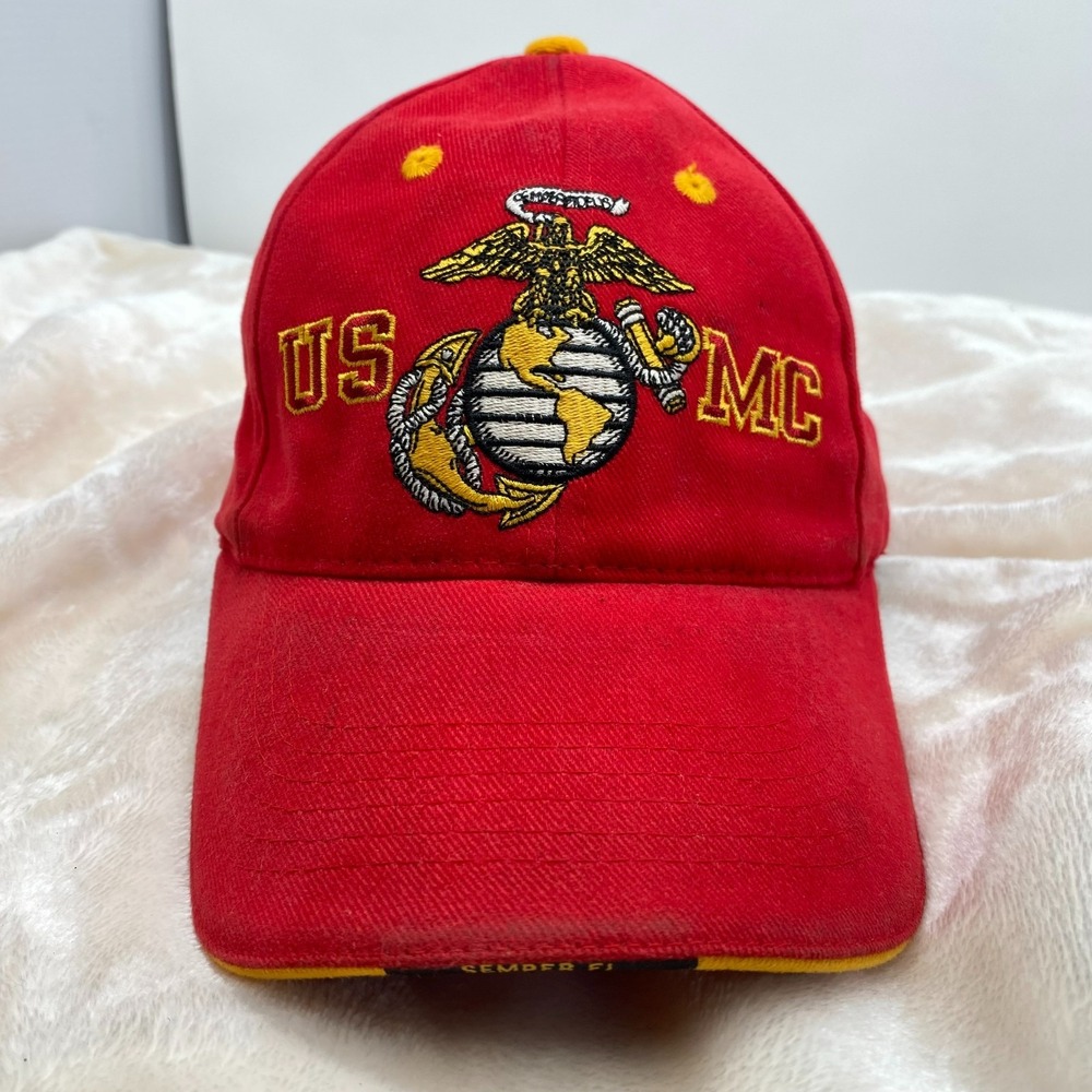 Vintage US Marines USMC Eagle Globe Anchor Rope Hat Red ML Caps